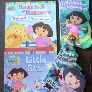 Set of 4 Dora the Explorer Books (board and paperback)